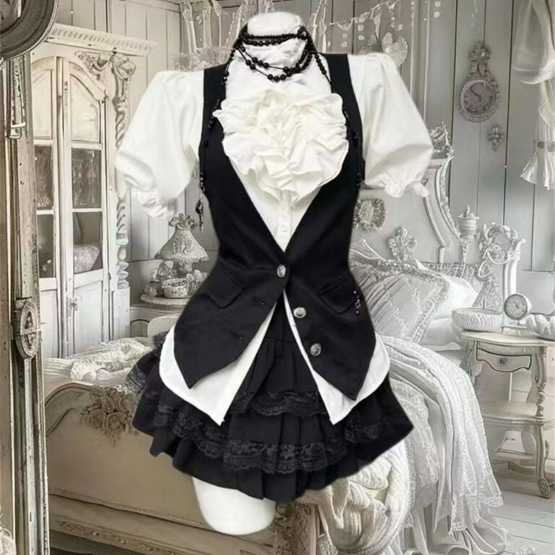 Sewing Vest - Y2k estética lolita estilo doce conjunto