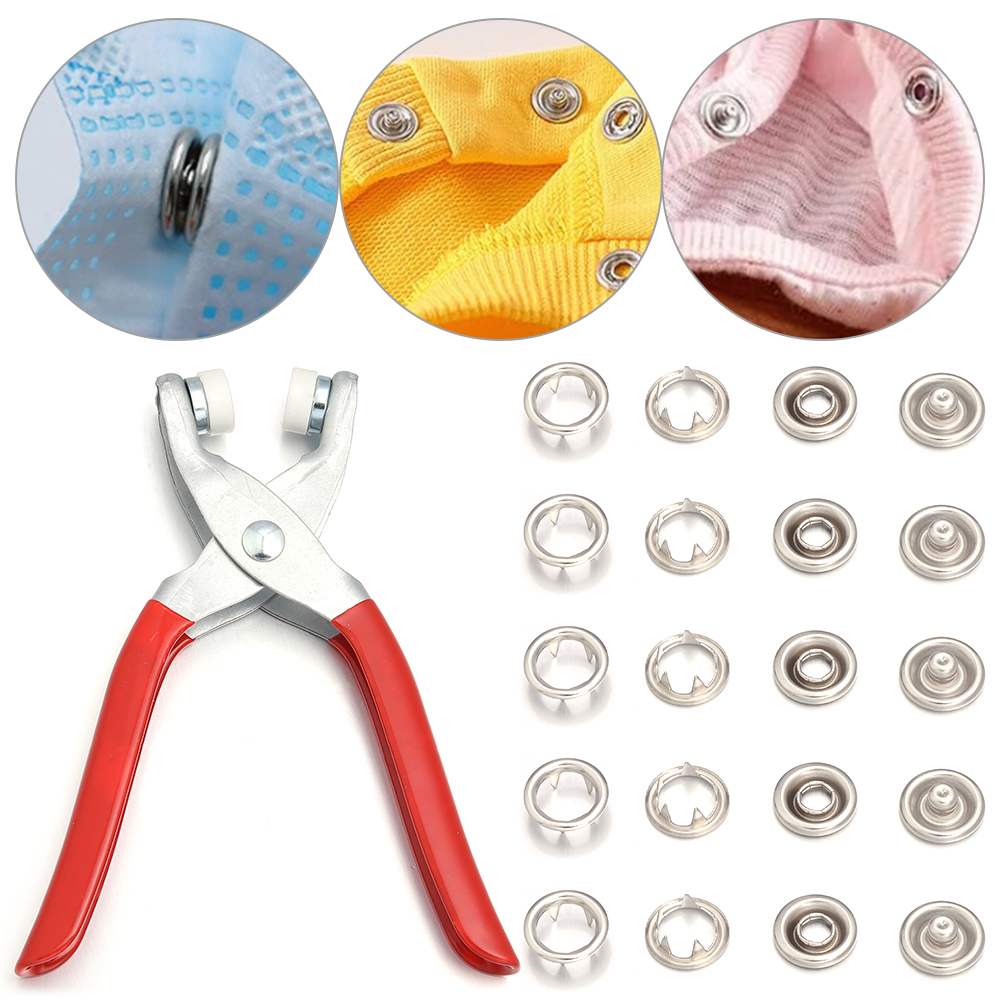 Snap Button Plier - 50 Conjuntos de Botões de Pressão