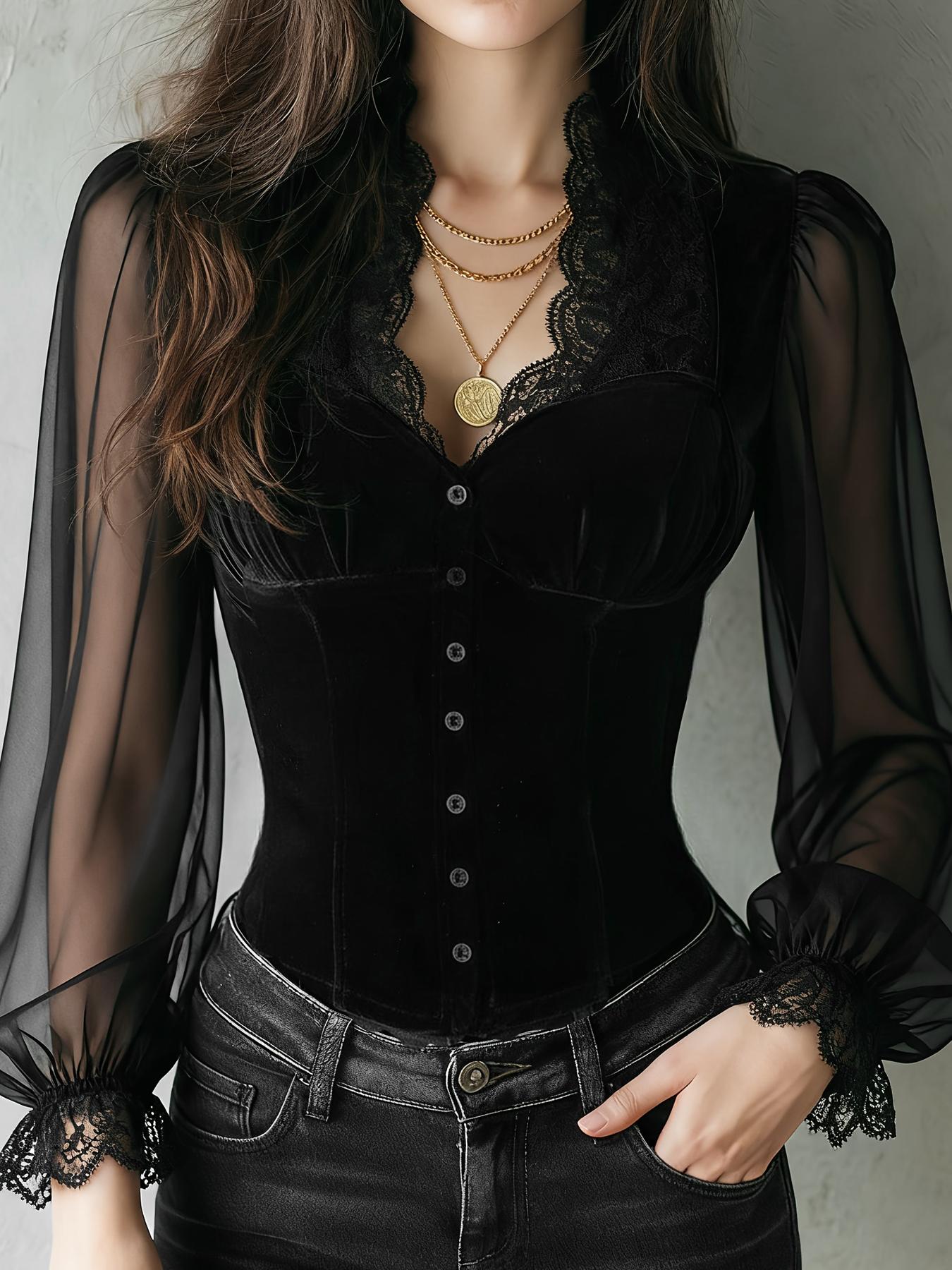 Sewing V - Camisa Feminina de Cor Sólida com