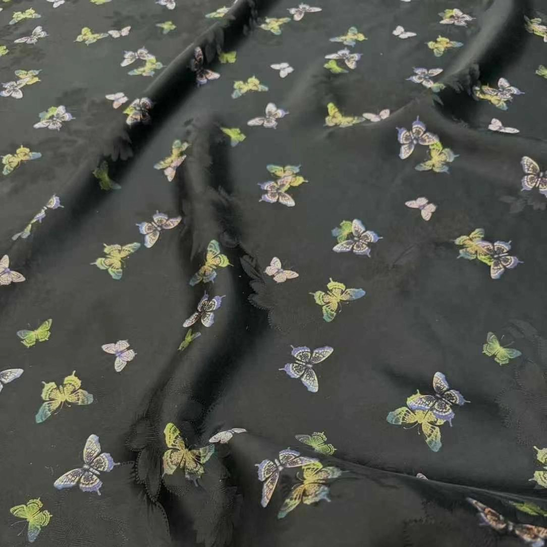 Sewing Vest - Tecido de seda pesado preto com