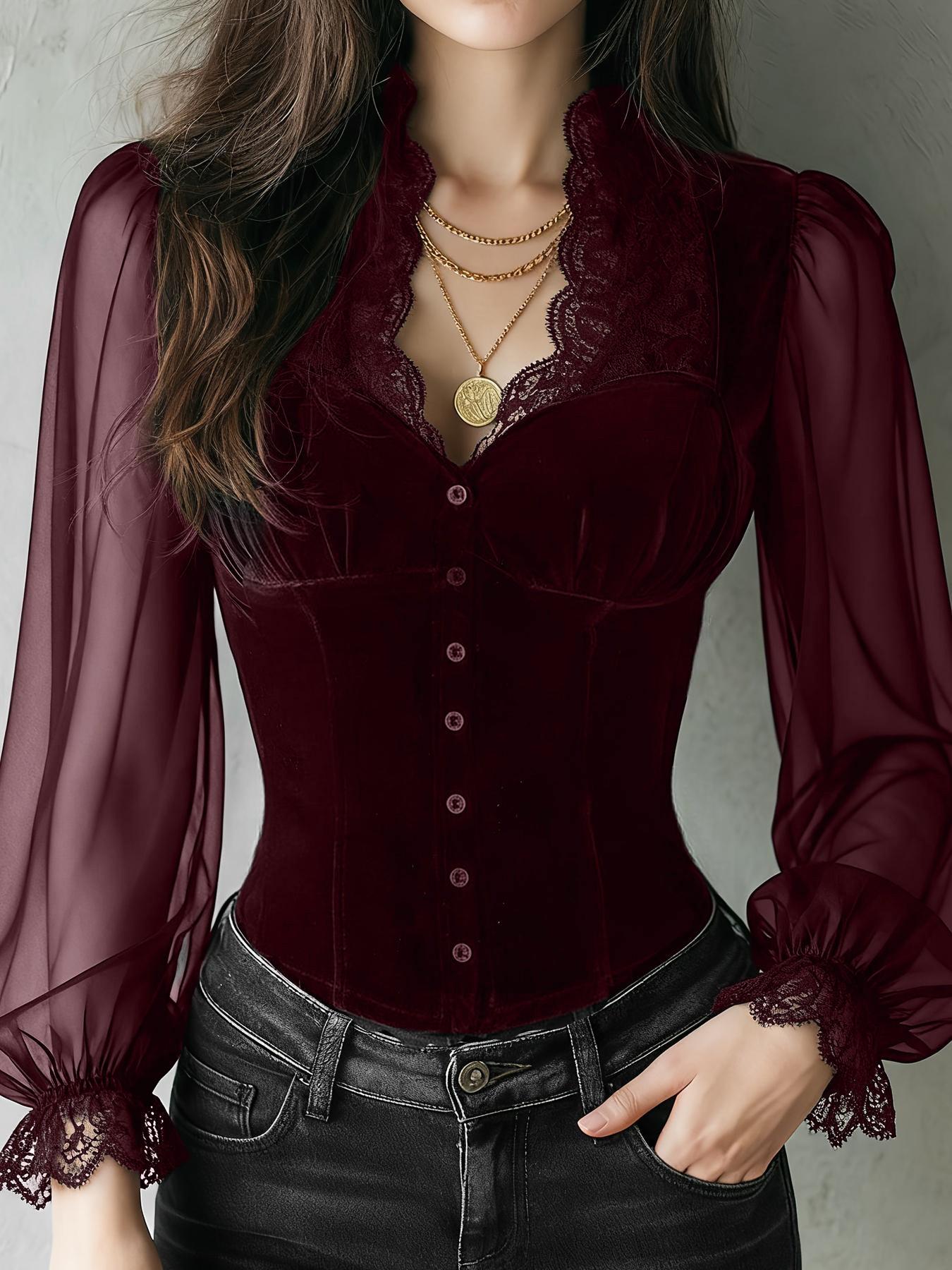 Camisa Feminina de Cor Sólida  - Sewing V avaliação e preço