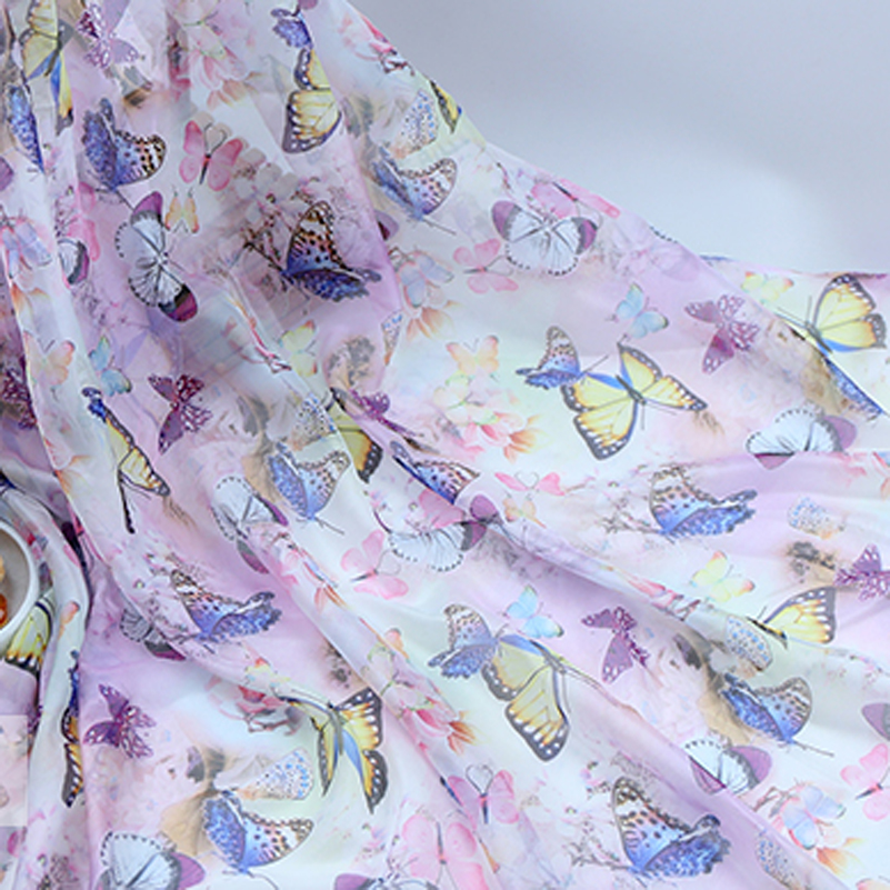 Borboleta Impresso Tecido Chif - Sewing By avaliação e preço