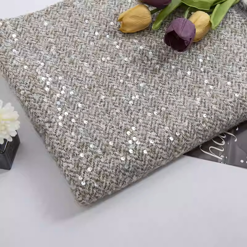 Cinza claro com lantejoulas fi - Sewing Tweed avaliação e preço