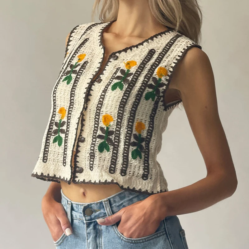 Colete de Crochê Bordado Flora - Sewing Vest avaliação e preço